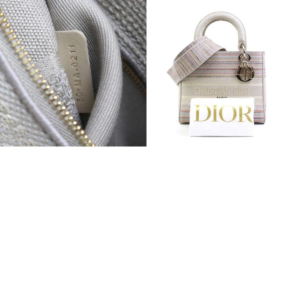 Christian Dior Lady D Lite Canvas Multicolor Gold 2way Shoulder Bag - Picture 5 of 5